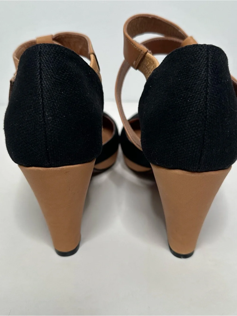 Schuler & Sons Philadelphia Anthropologie Canvas Leather Criss Cross Heels 9.5